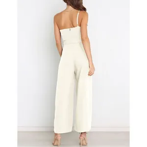 NEW Dressy 1 Shoulder Wide Leg Jumpsuit Romper Pockets L NO BELT thumbnail 3