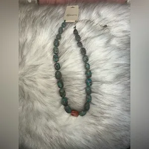NWT FREE PEOPLE Beaded Stone Necklace - Chrysacolla With Labrador $68 MSRP thumbnail 10