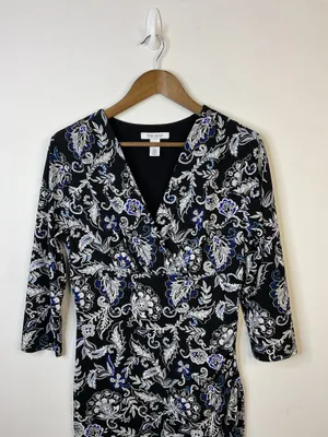 White House Black Market Black and White Floral Dress Size Medium thumbnail 2