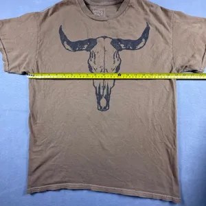 Full Tilt Womens Brown Steer Skull Graphic Tee Short Sleeve Cotton T-Shirt Small thumbnail 6