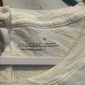 Pilcro Anthropologie Women's White Lace shirt casual button accents Medium thumbnail 2
