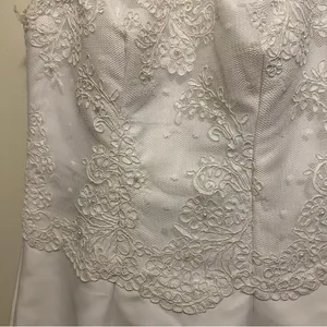 White Wedding Dress S Small Bust 32” Lace Tank Top Beaded Handmade Vintage READ thumbnail 7