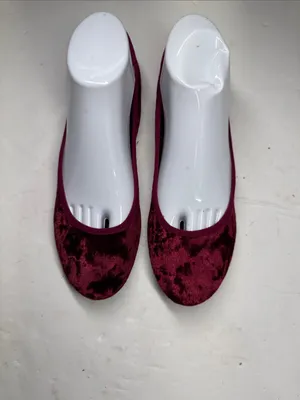 City Streets Women's Velvet Ballet Flats Burgundy casual work holiday comfort 9 thumbnail 3