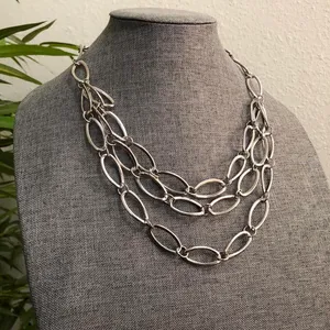 Silver tone linked chain layered necklace #goth #grunge #punk #streetwear Great as a standalone piece or for layering thumbnail 1
