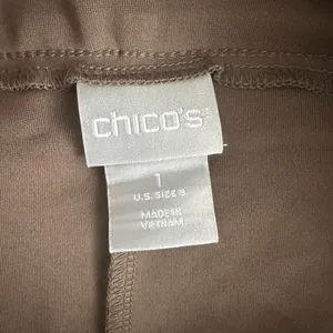 Chico’s Faux Leather Pants Size 1 Taupe Brown Slim Straight Stretch Chic thumbnail 3