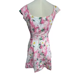 A‎ New Day 12 Pink Floral Mini Dress Short Sleeve Fit & Flare Corset Woven thumbnail 10