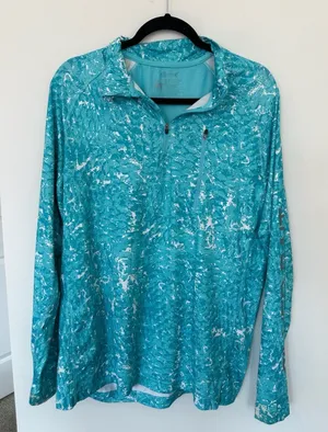 Silver Bait Long Sleeve 1/4 Zip Athletic Pullover Shirt Teal White Camo thumbnail 1