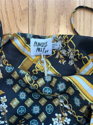 NWT Princess Polly Lucci Mini Dress Size 4 Black Gold Baroque Chain Satin Cami‎ thumbnail 5