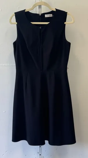 Calvin Klein Womens Black Sleeveless Keyhole Fit and Flare A-Line Dress Size 8 thumbnail 1