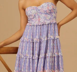 Altar'd State Strapless Floral Mini Dress thumbnail 1