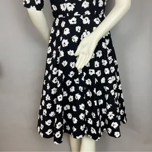 Vintage‎ Dress Floral Party Puffed Sleeves 1980s Flared Skirt Princess Seams thumbnail 7