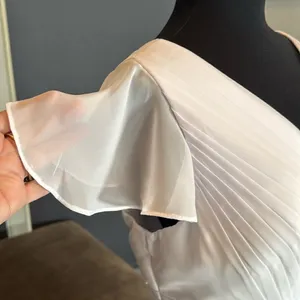 Women’s White Full Length Chiffon Dress Flutter Sleeves Corset Back Size 14 thumbnail 3