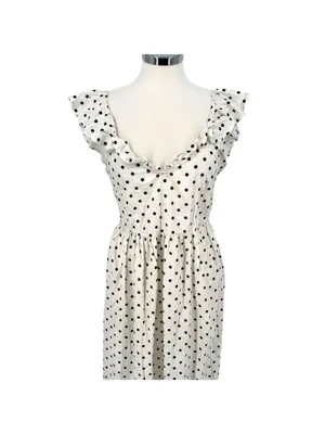 Boohoo Polka Dot Midi Dress Cottagecore French GirlmRetro Ruffle Size 8 NWT thumbnail 2