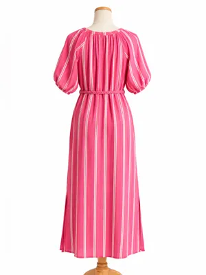 Marine Layer Pink Striped Cotton Maxi Dress XL Belted Boho Coastal‎ thumbnail 2