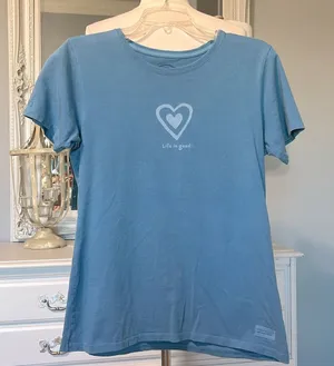Life is Good Tee Blue Short Sleeve Womens Medium thumbnail 1