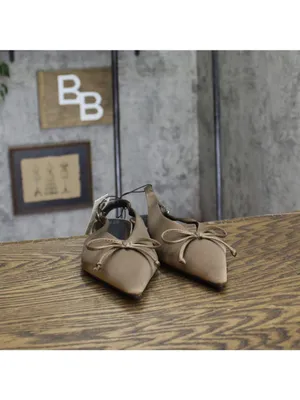 A New Day Womens Camille Satin Slingback Bow Flats 94648296 Brown 9M thumbnail 3