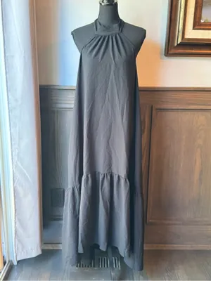 Women's Halter Hi-Lo Midi Dress - A New Day Black large thumbnail 4