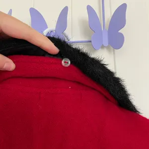 Vintage Tally Ho women’s vest 100% wool‎ faux fur collar zip red fashion thumbnail 6