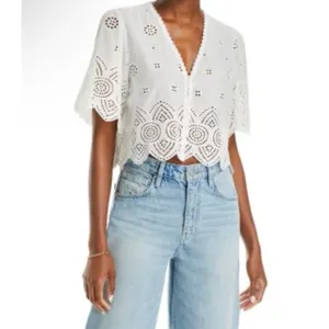 Lucy Paris Loray Embroidered Shirt white sz XS NWT $88 thumbnail 7