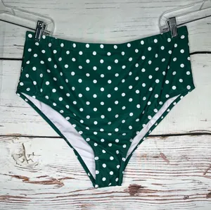 Bloomchic NWOT 18-20 Green & White Polka Dot High Waist Bathing Suit Swim Bottom thumbnail 1