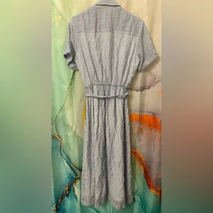 Cloth & Stone Blue Striped Button-Down Midi Dress Size: XS thumbnail 2