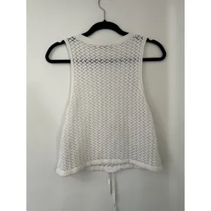 Alice + Olivia White Tevin Open Knit cropped drawstring Tank Top Size M coverup thumbnail 4