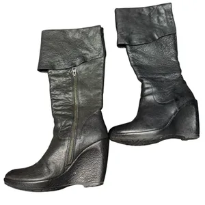 Kork-Ease Black Leather Wedge Boots Women’s 7.5 Side Zip Comfort thumbnail 3
