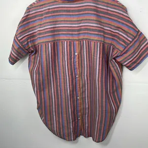 Madewell Womens Courier Button Back Shirt Rainbow Stripe Oversized size XS thumbnail 6
