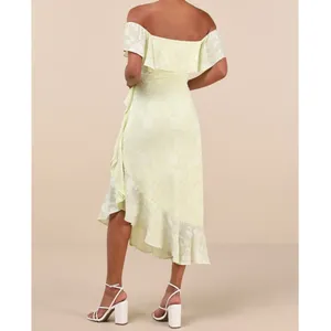 NEW Lulus Pretty Perfect Yellow Burnout Floral Off-the-Shoulder Midi Dress XXL thumbnail 3