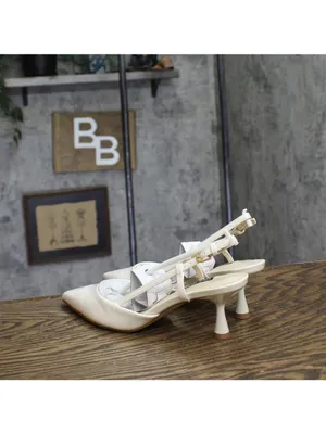 NWT Nine West Women’s Rhonda3 Kitten Heel Slingback Pumps Ivory Off White 6.5M thumbnail 8