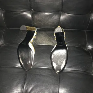 Prada Gold and Cream Slingback Heels thumbnail 8