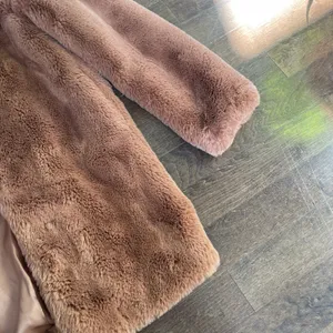 Zara outerwear soft brown fluffy faux fur coat jacket thumbnail 4