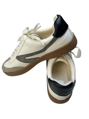 Dolce Vita Voyage Mixed-Media Retro Sneakers Ivory/Beige/Charcoal - Size 8.5 thumbnail 8