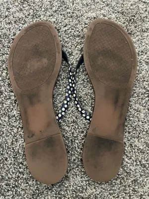Women’s Tory Burch Terra Nautical Polka Dot Thong Sandals Flip Flops Navy Sz 10 thumbnail 8