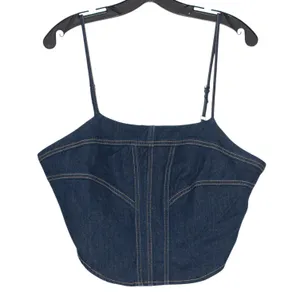 NWT Sincerely Jules Crop Top Denim Minimalist Retro Boho Cowgirl Western Blue XL thumbnail 1