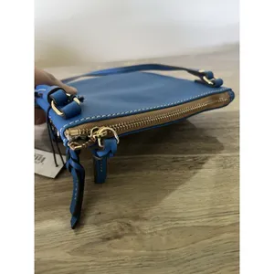 Dooney & Bourke Light Blue Leather North South Triple Zip Crossbody Bag NWT thumbnail 7