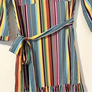 Lulus Marvel Light Blue Multi Striped Maxi Dress Womens Small Tie Waist thumbnail 4