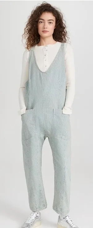 We the Free High Roller Railroad Jumpsuit Cotton Overalls Size Small thumbnail 1