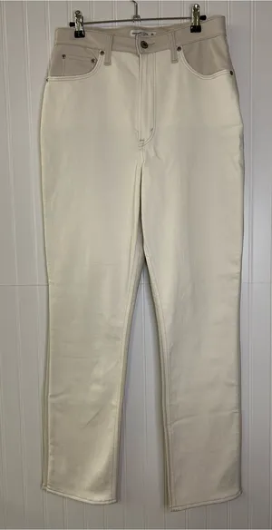 Abercrombie & Fitch The Slim Straight Ultra High Rise Pants Faux Leather Size 30 thumbnail 1
