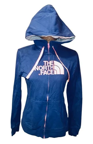 The North Face Hoodie Womens Full Zip Sweatshirt Blue Pink Logo Hoodie M thumbnail 1