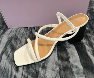 ILLUME - V White Strappy Block Heel Sandals by Lisa Vicky thumbnail 1