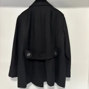 Ann Taylor Anne Klein Black Wool Pea Coat Double-Breasted XL Button Front Notch Lapel Urban thumbnail 6