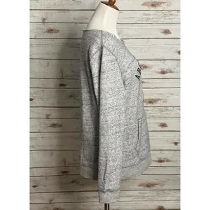 Abercrombie & Fitch distressed oversized marled grey sweatshirt Size Medium thumbnail 6
