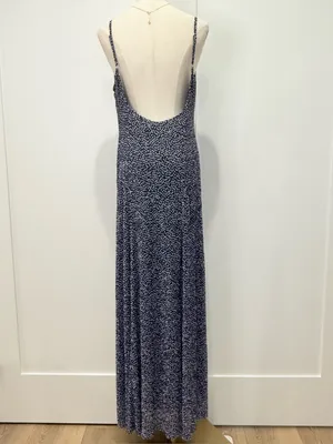 Free People Zoey Printed Maxi Dress Large Blue Polka Dot Boho Minimal Vacation thumbnail 6