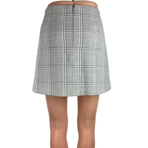 Aritzia Wilfred Gray Plaid Back Zipper Casual Golf Mini A-Line Skirt Size 2 thumbnail 3