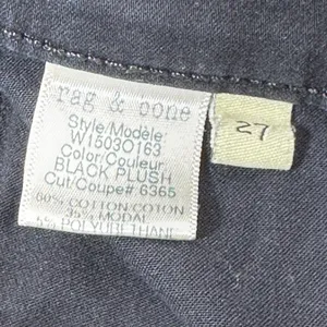 Rag & Bone JEAN Legging Black Plush Skinny Jeans‎ W1503O163 Size 27 thumbnail 5