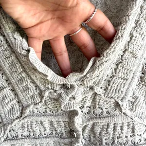 NWT Free People Womens Wild Roses Cardigan Gray Feminine Rose Button Size XS thumbnail 10