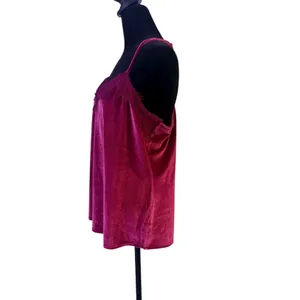 Whimsigoth Coquette Velvet Lace‎ Trim Cami Tank Top Womens L Pink Gothic thumbnail 2