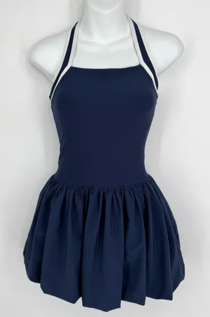 Abercrombie‎ & Fitch YPB motionTEK Halter Bubble Hem Mini Dress XS Navy Athletic thumbnail 1