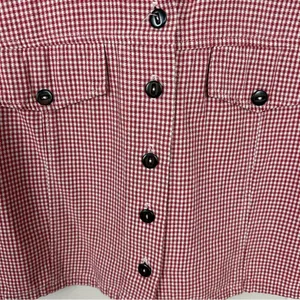 Vintage Tattoo Red Gingham Plaid Button Front Vest Top thumbnail 4